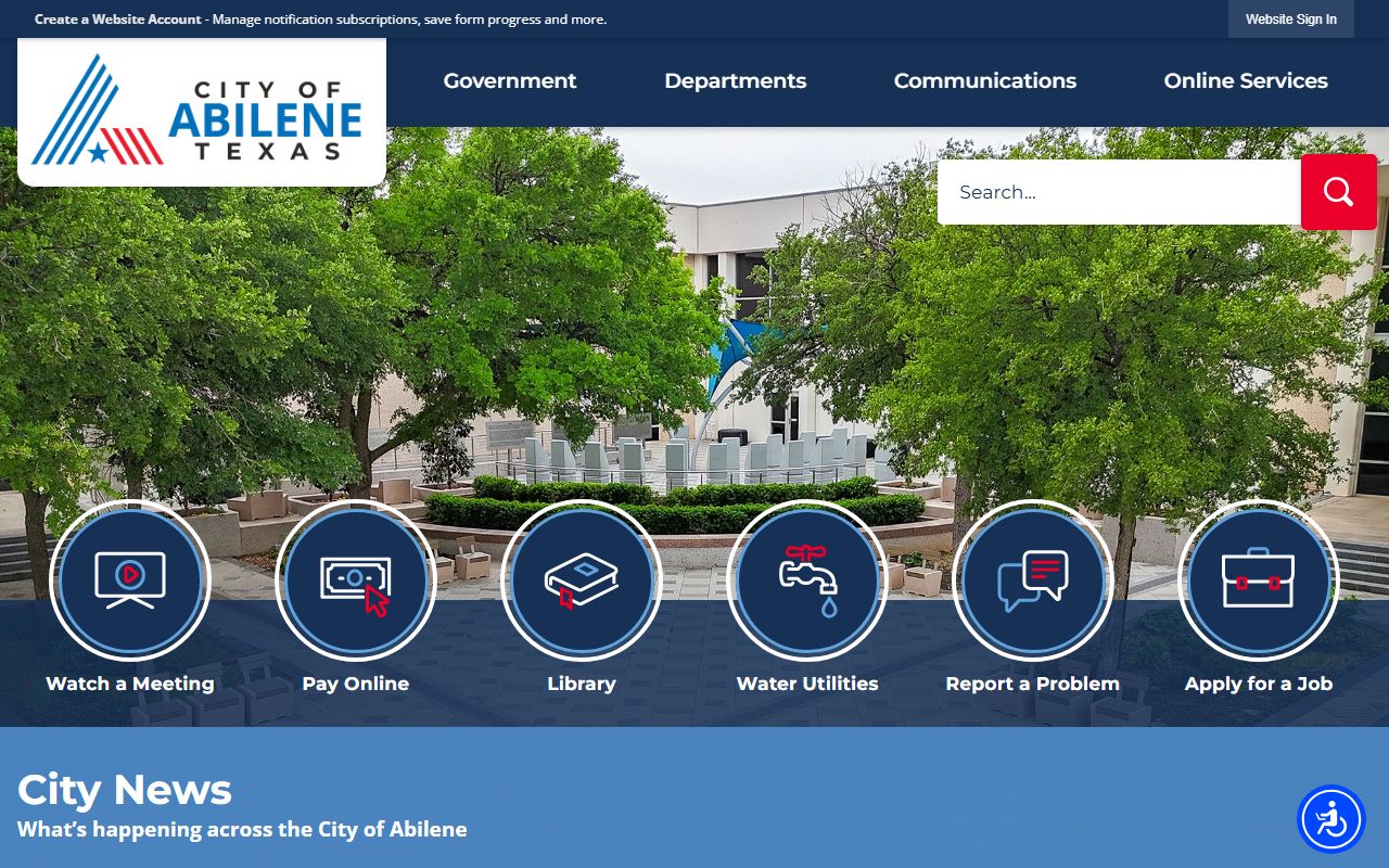 City of Abilene official website for death index information