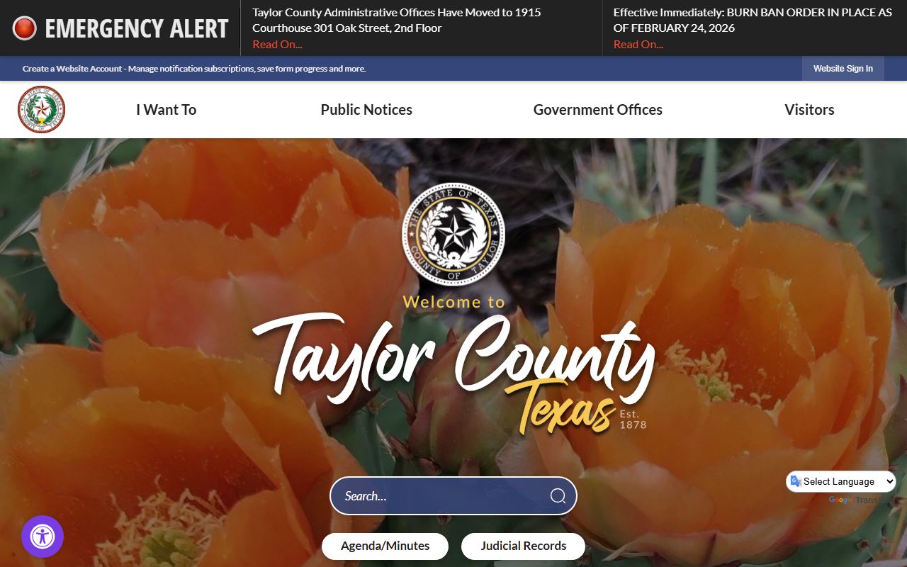 Taylor County website for Abilene death index records