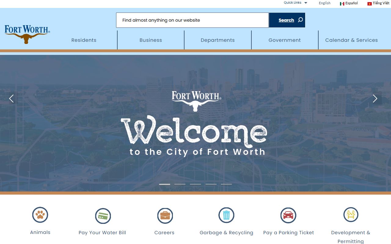 Fort Worth city website for death index records