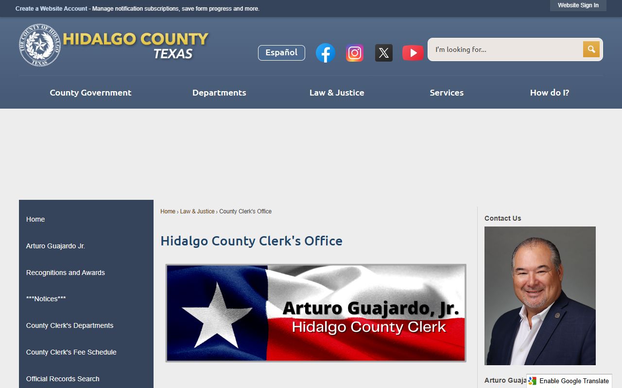 Hidalgo County Clerk office for McAllen death index