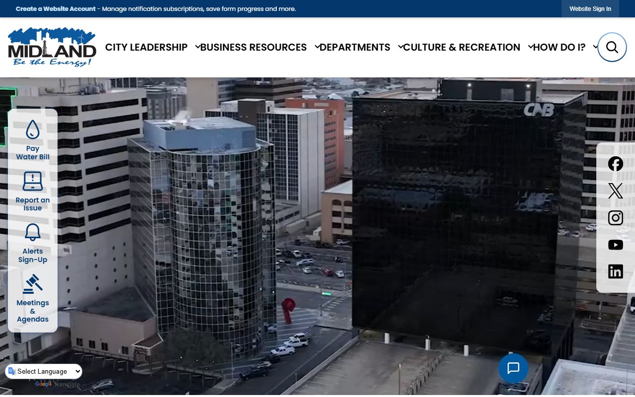 City of Midland website for Midland death index records