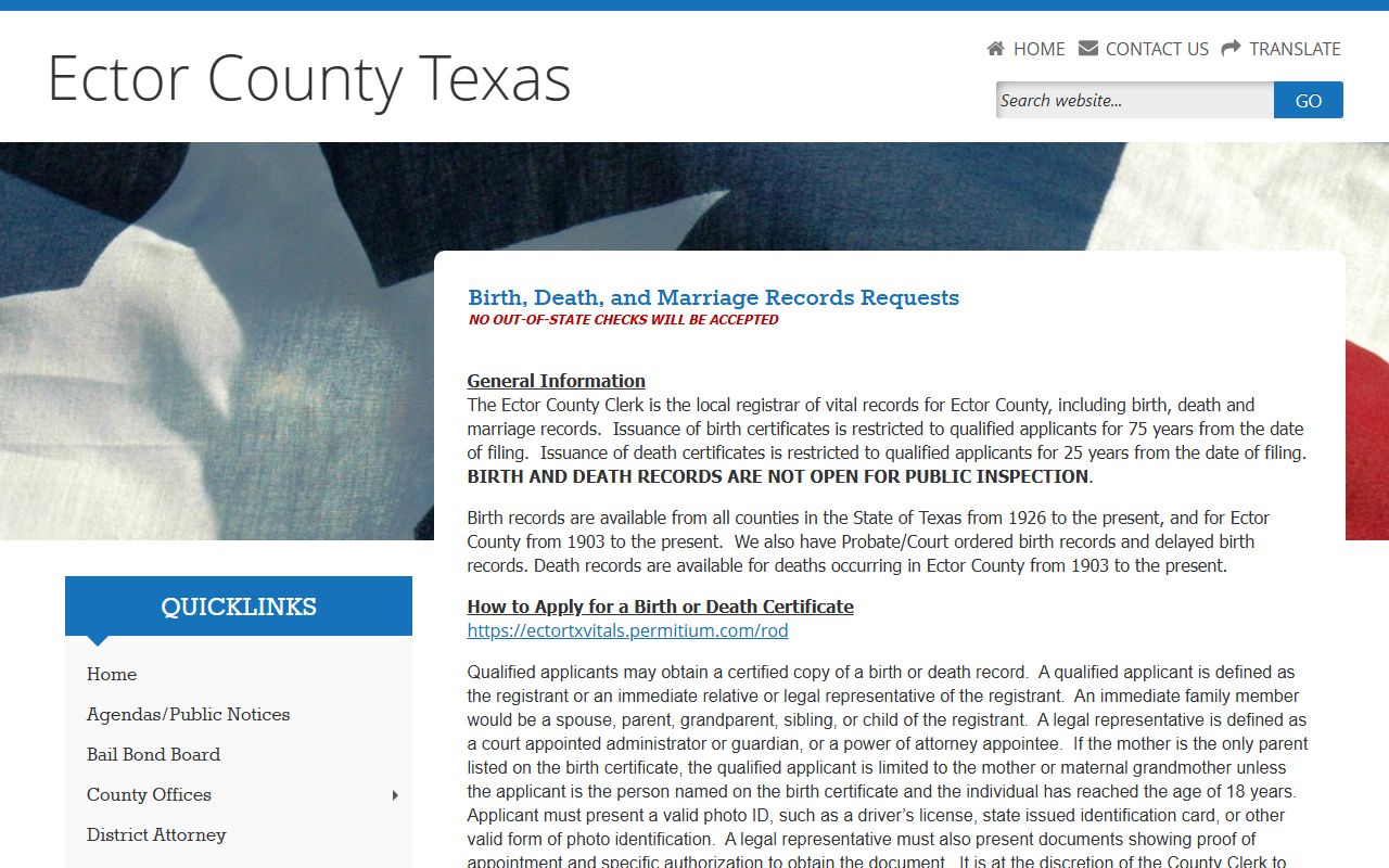 Ector County Birth and Death Records for Odessa death index