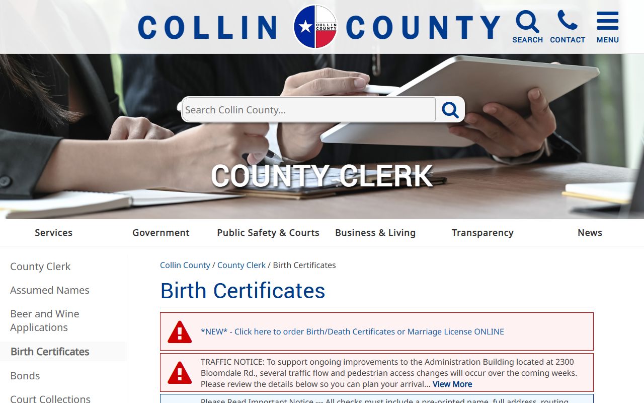 Collin County Clerk for Richardson death index records