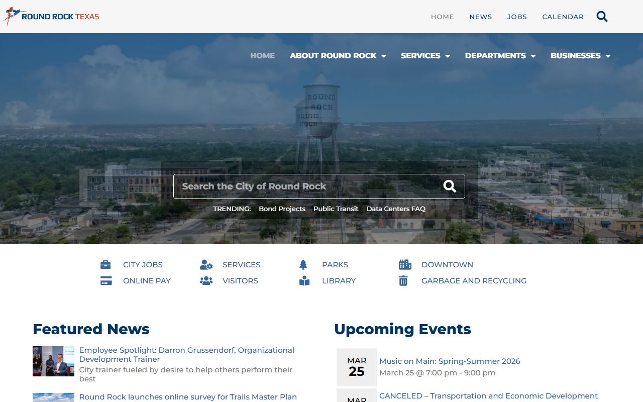 City of Round Rock website for Round Rock death index records