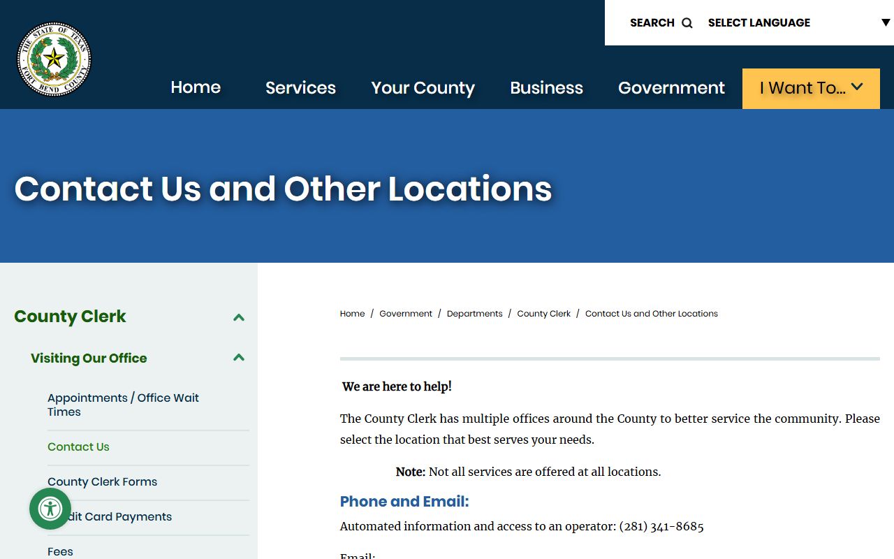 Fort Bend County Clerk Sugar Land annex for death index records