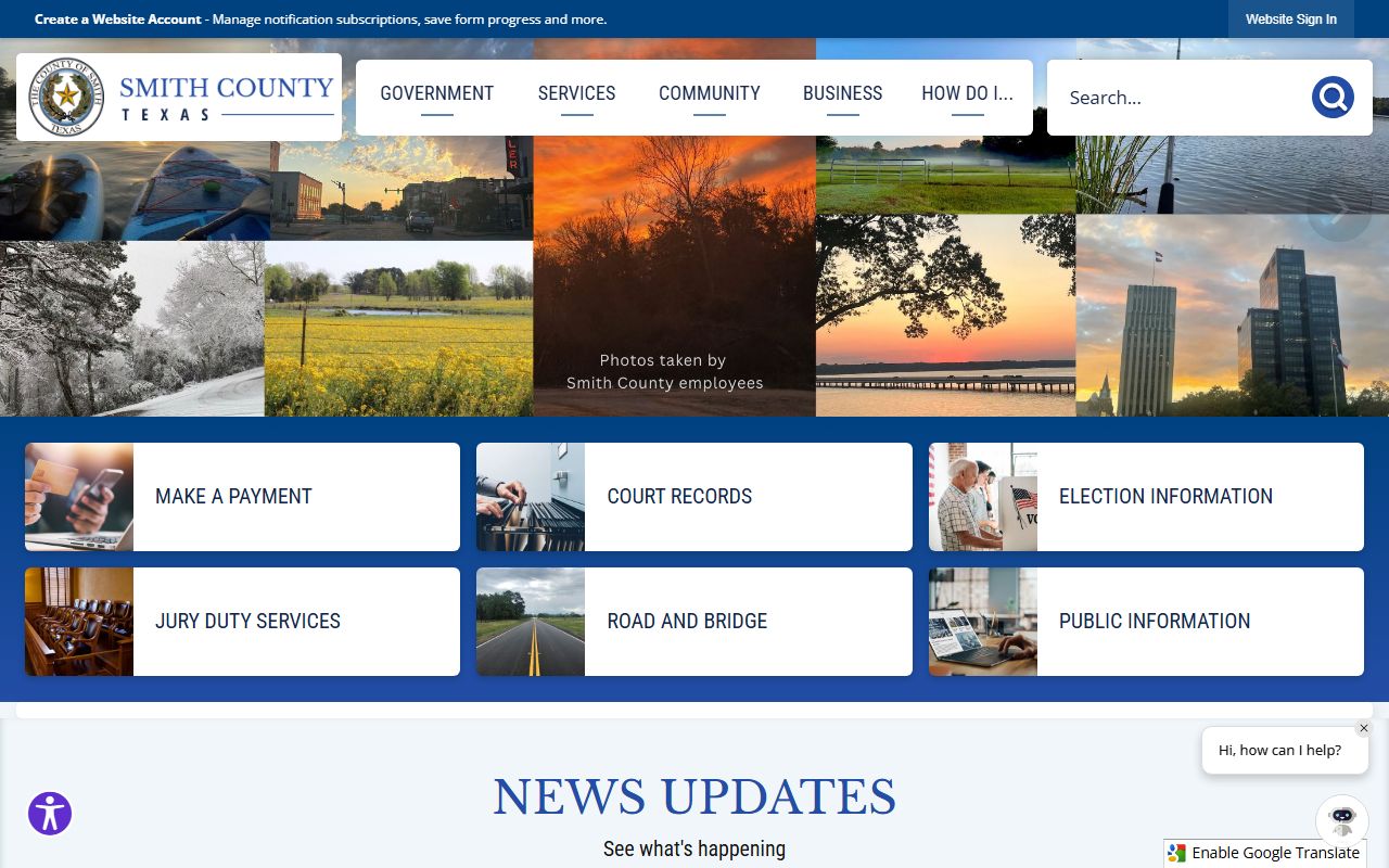 Smith County website for Tyler death index records