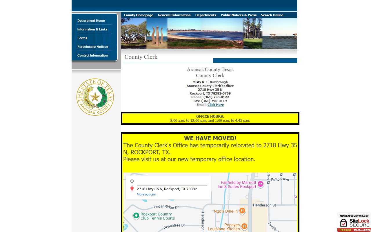 Aransas County Death Index - County Clerk page