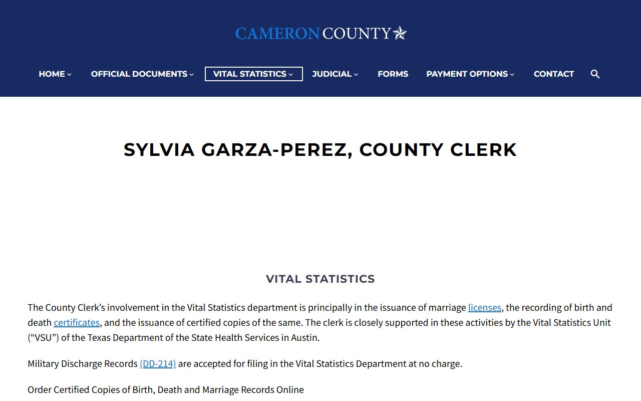 Cameron County Death Index - County Clerk Vital Statistics