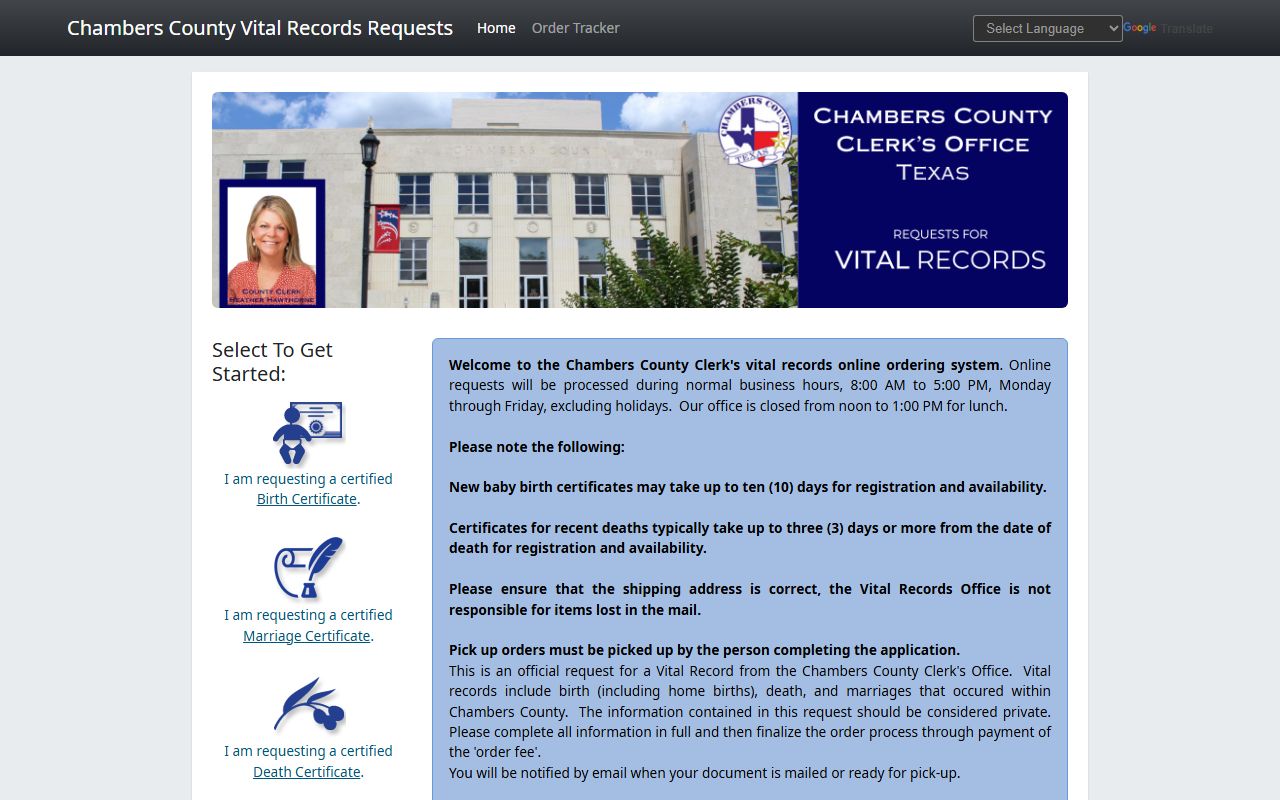 Chambers County Death Index - Chambers County online vital records ordering portal
