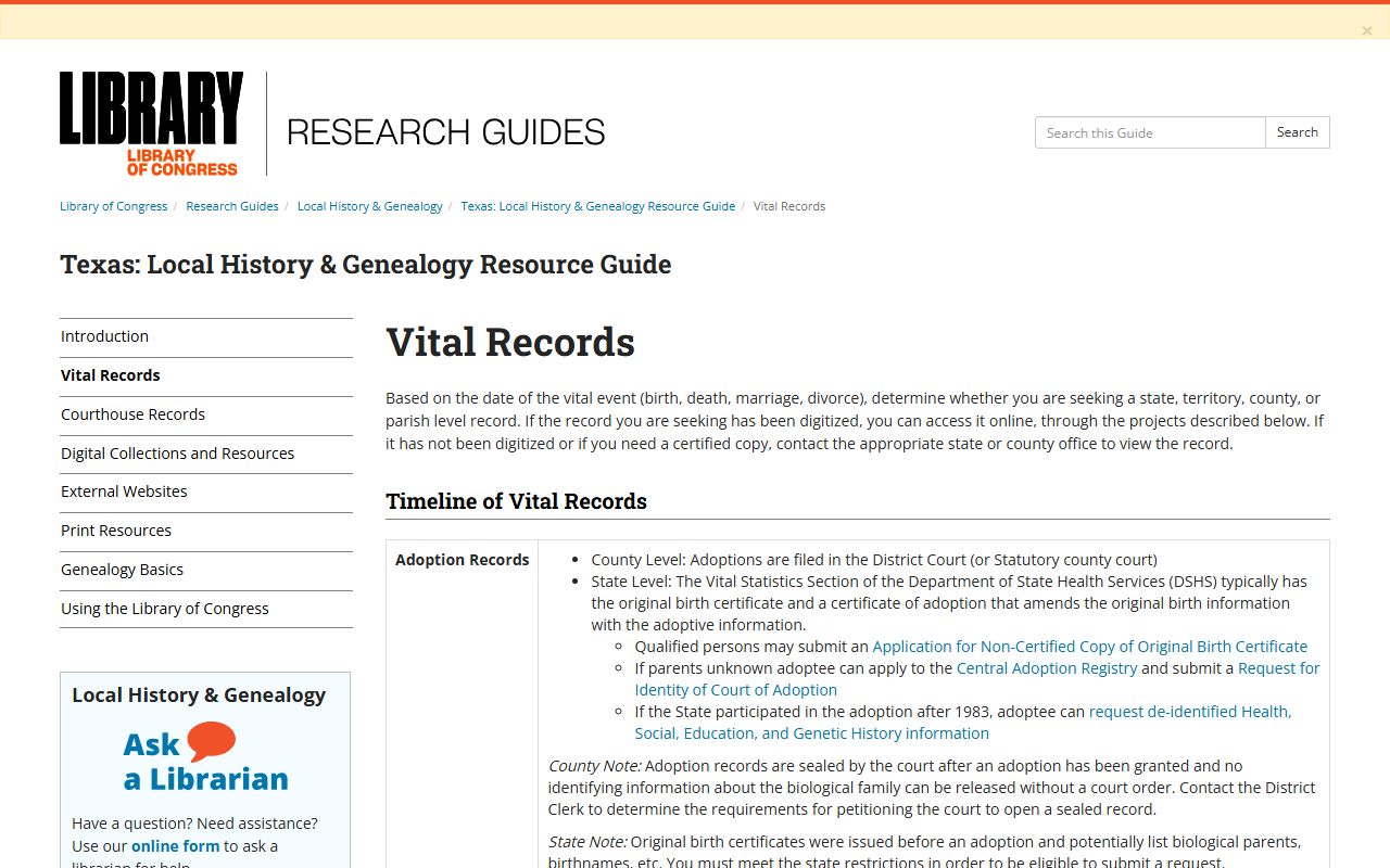 Library of Congress Texas vital records guide - Texas Death Index